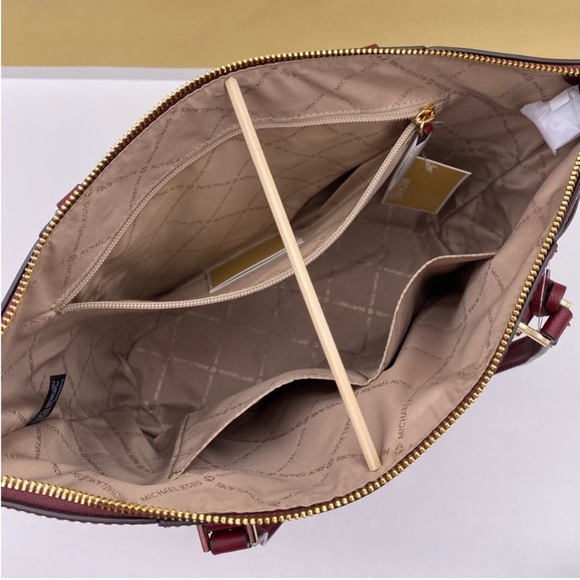 Michael Kors Large Charlotte Tote Shoulder Bag Dark Cherry - Picture 10 of 11